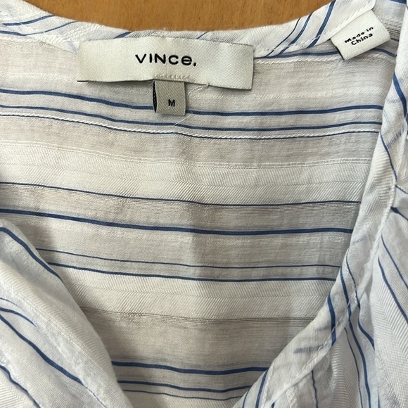 Vince Pin Stripe Drapey Shirred Lined Dress(226) - Picture 4 of 7